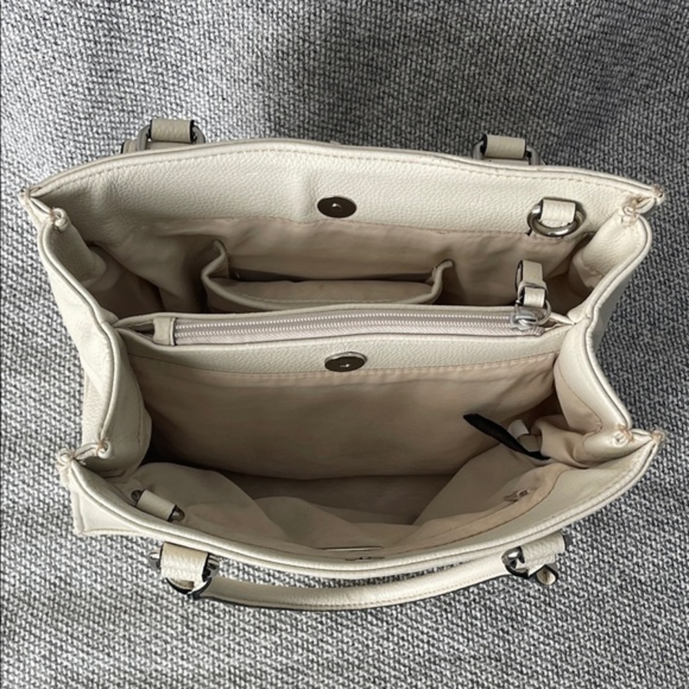 Giani Bernini Cream Satchel with Chain Detail - Picture 9 of 16
